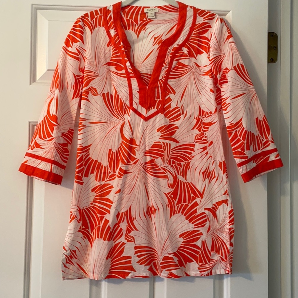 J. Crew orange and white tunic size xs